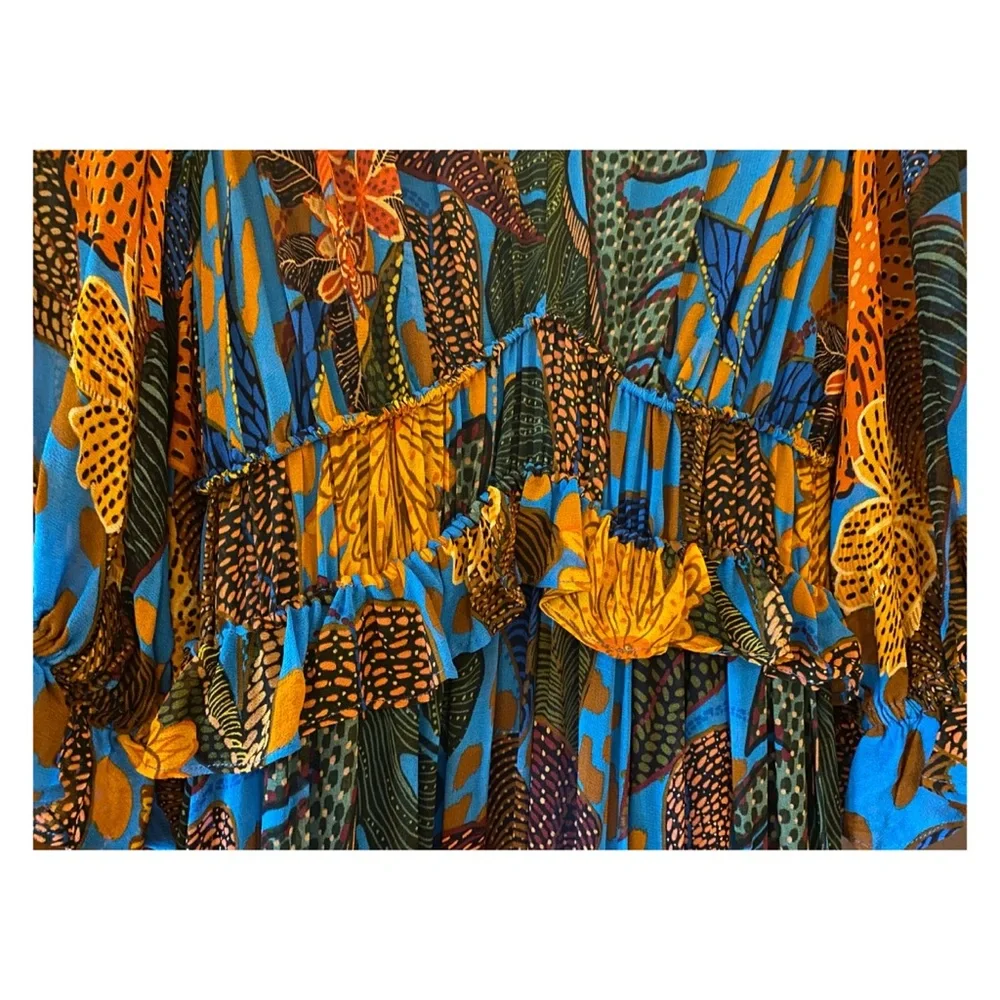 FARM Rio Blue and Orange Floral Maxi Dress - Picture 11 of 14